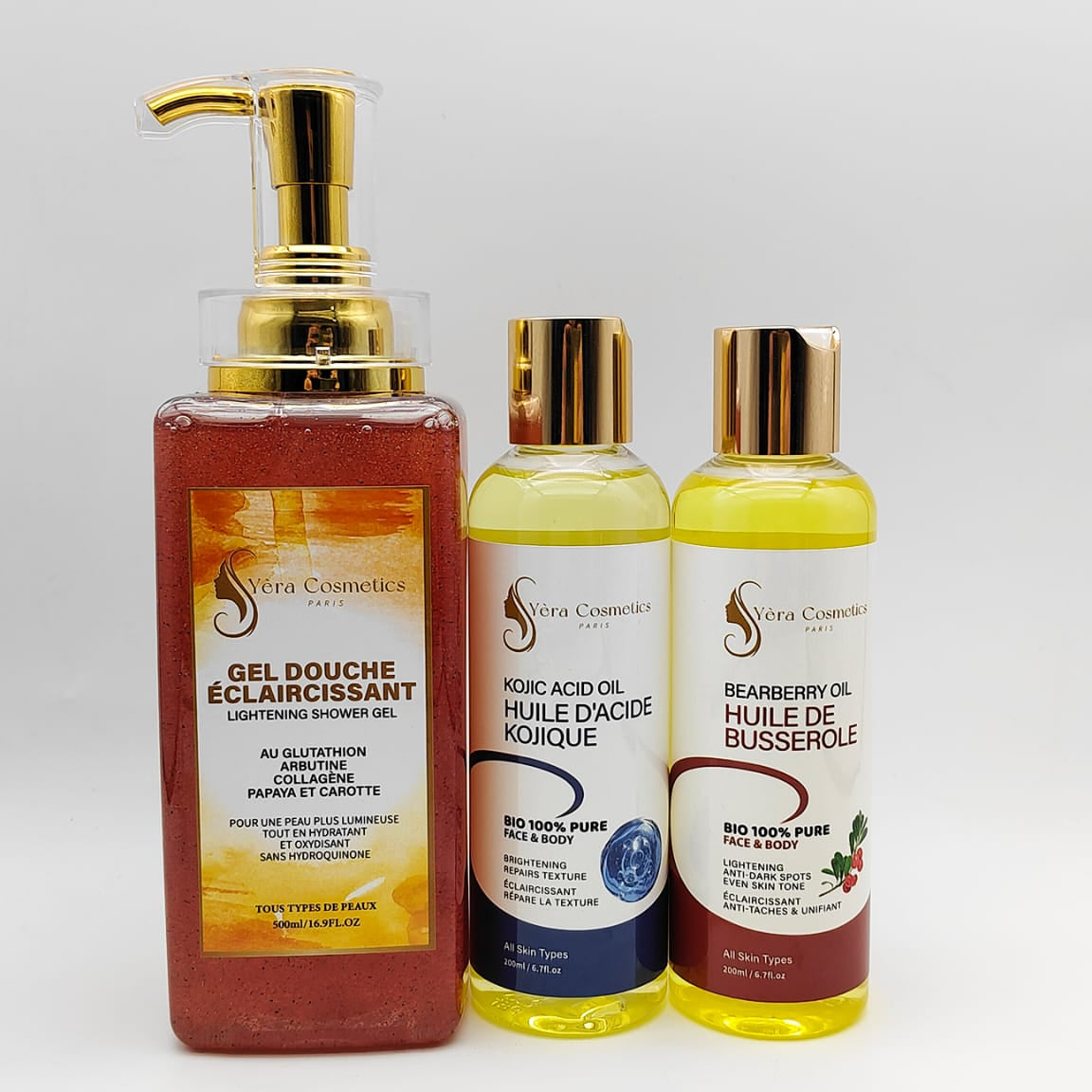 Coffret Gel Douche Éclaircissant & Huiles Soins et Corps - Yèra Cosmetics Paris